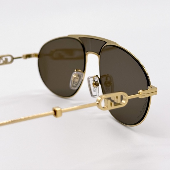 NEW FENDI FE40072U 30E SUNGLASS AVIATOR GOLD METAL UNISEX FENDI EYEWEAR - Picture 8 of 11